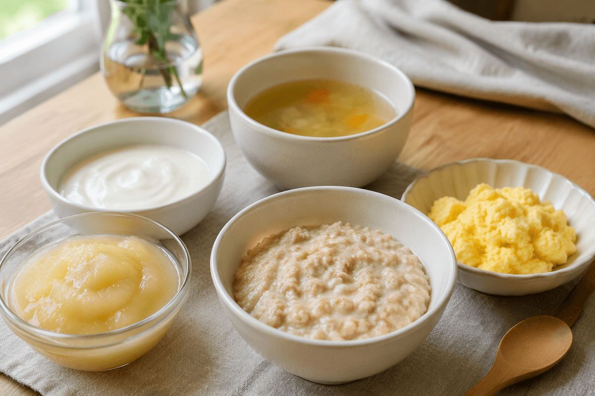 Gentle foods usually win on texture and acid